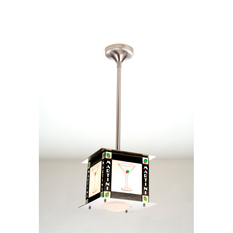 Martini Mini Pendant in Brushed Nickel with Stained Glass Accents