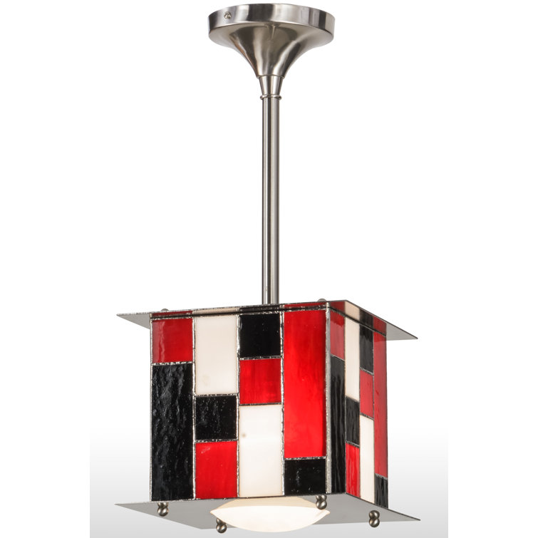 Brushed Nickel Glass Mini Indoor/Outdoor Pendant Light