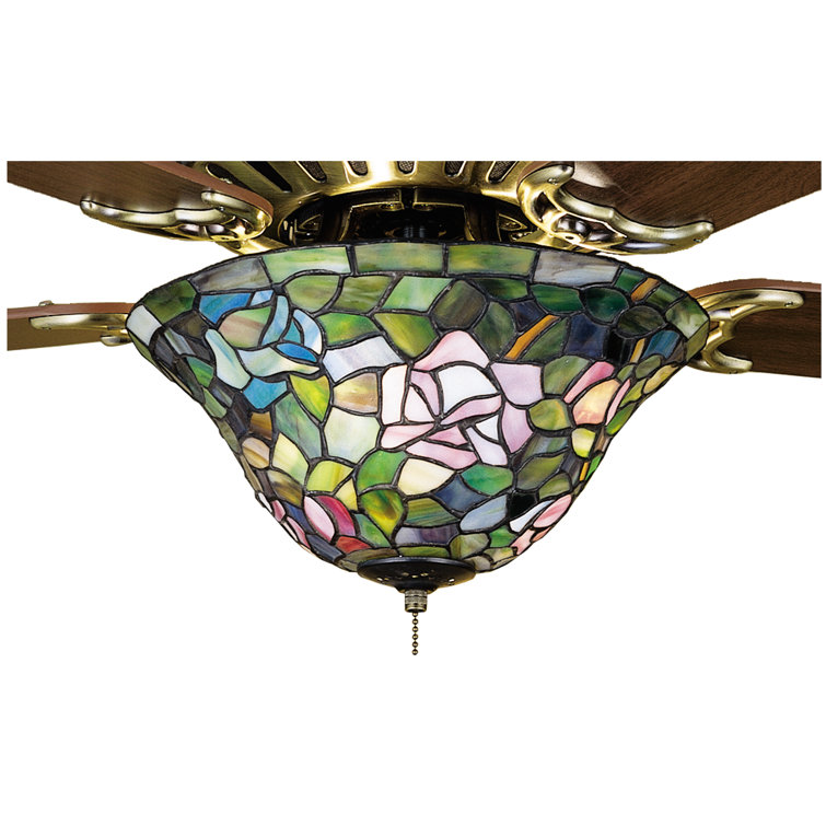 Meyda 12" Tiffany Rosebush Stained Glass Fan Light Fixture