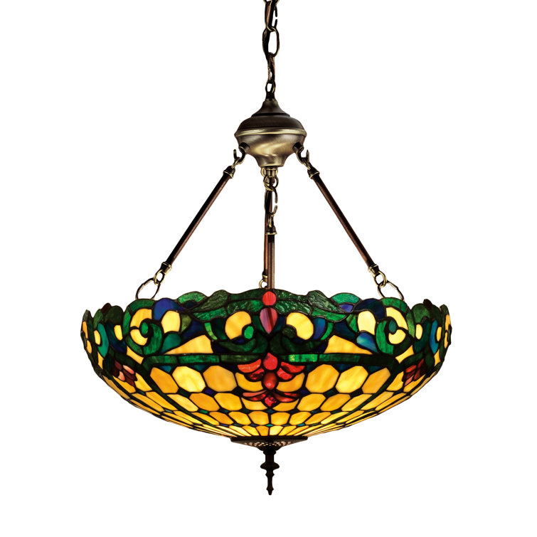 Elegant Bronze 3-Light Incandescent Glass Pendant