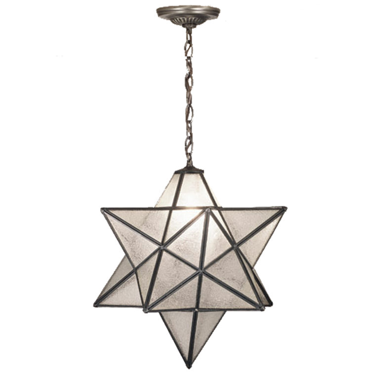 18" Clear Seedy Glass Bronze Moravian Star Pendant