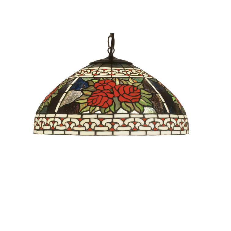 Bronze and Glass 18" Floral Pendant Light