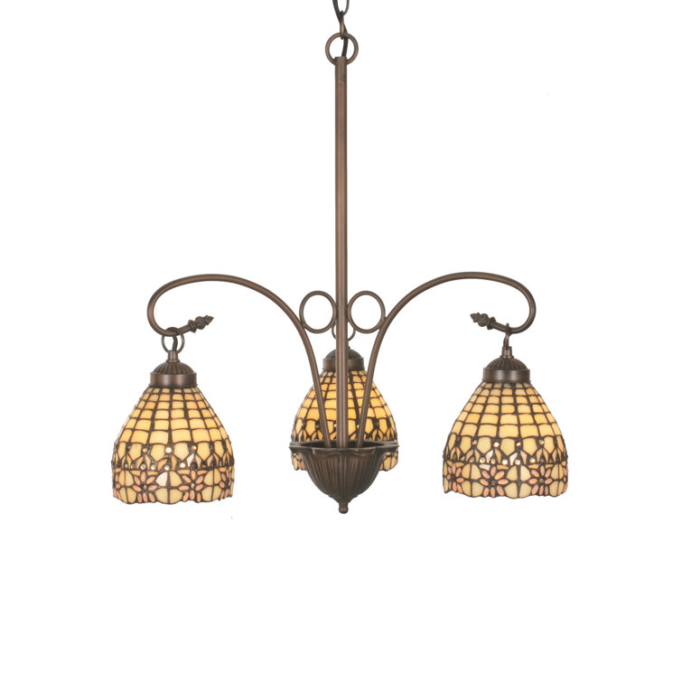 Victorian Flourish Mini 3-Light Bronze Crystal Chandelier