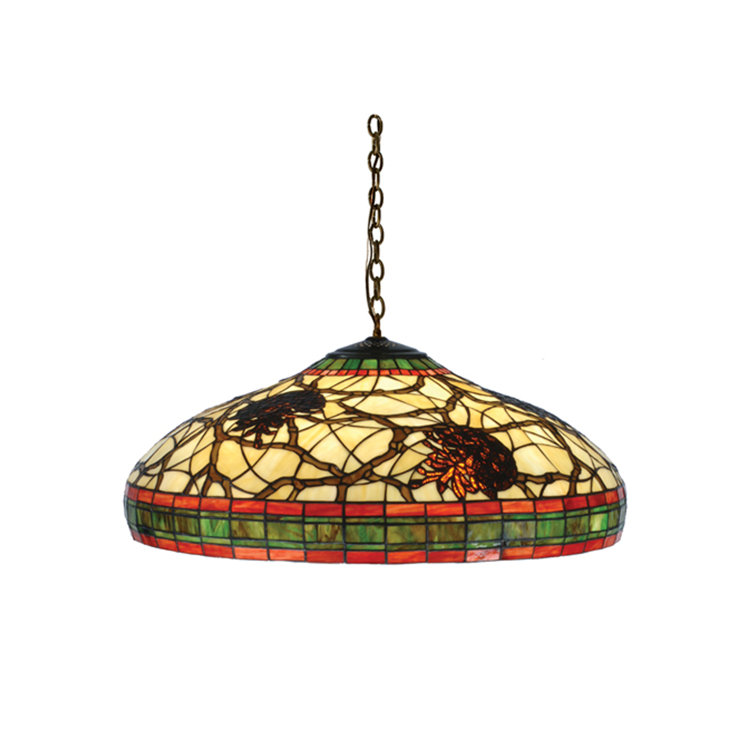22" Wide Pinecone Art Glass Pendant with Mahogany Bronze Finish