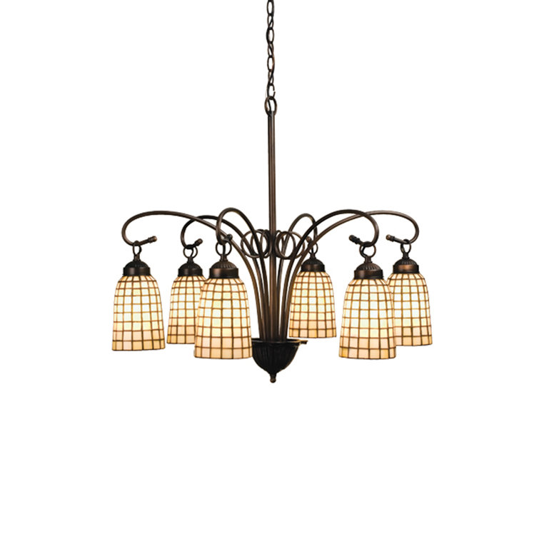 Terra Bone Geometric 6-Light Chandelier in Mahogany Bronze