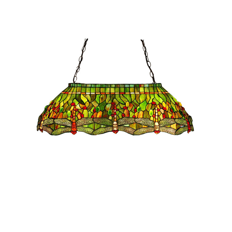 Tiffany Dragonfly 32" Bronze Glass 6-Light Pendant