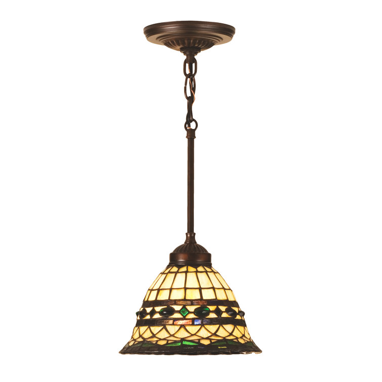 Tiffany Roman Mini Pendant in Mahogany Bronze with Stained Glass