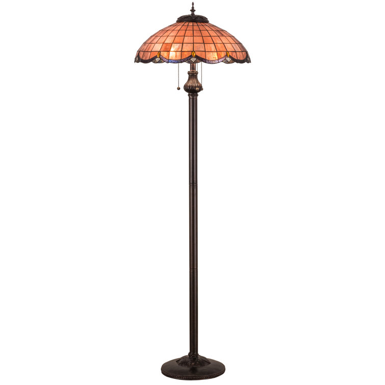 Elan 65" Bronze 3-Light Floor Lamp with Stained Glass Shade