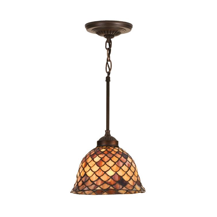 Tortoiseshell Amber & Burgundy 1-Light Mini Pendant in Mahogany Bronze