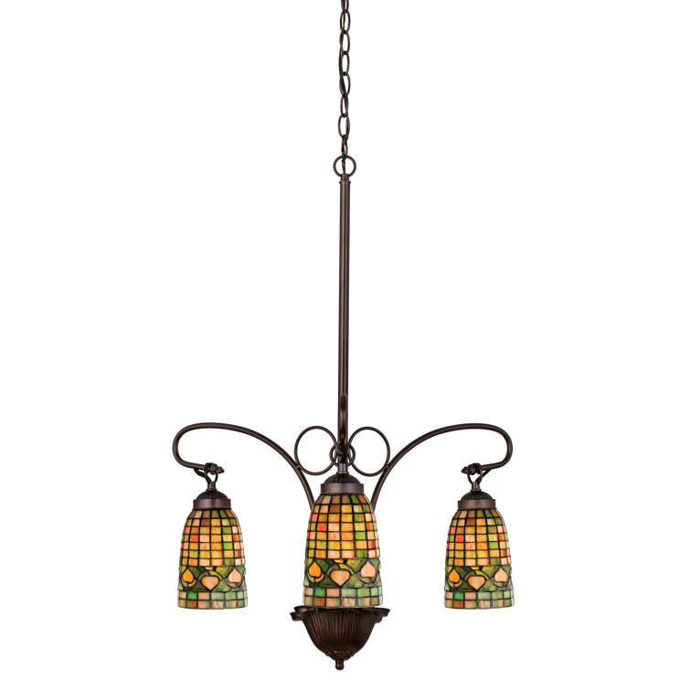 Autumn Harvest Honey 24" Bronze Crystal Acorn 3-Light Chandelier