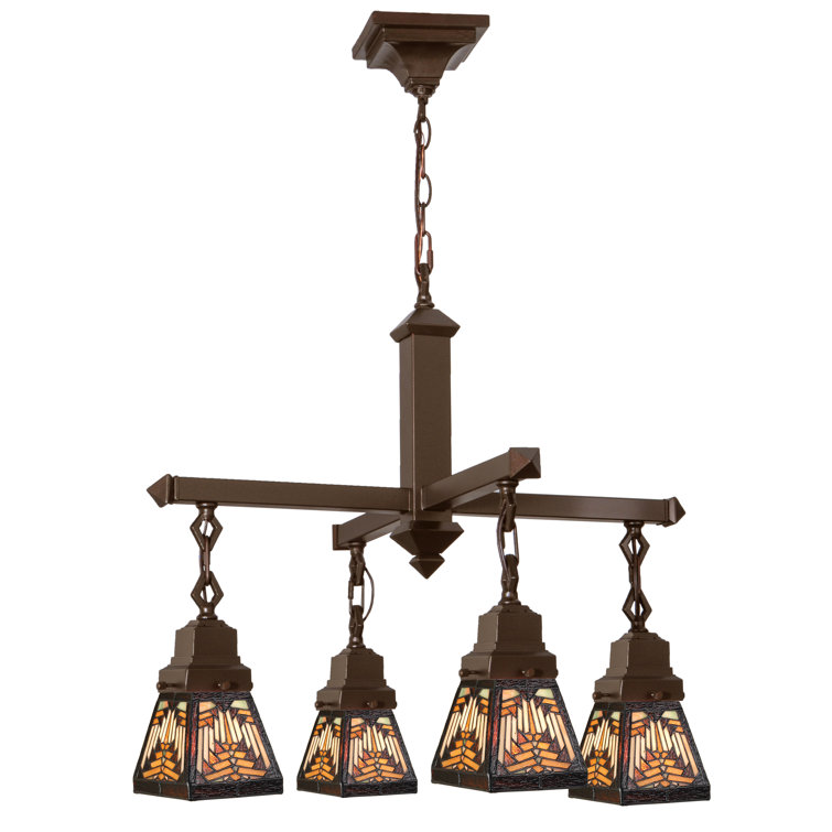 Mahogany Bronze Mission Style 4-Light Chandelier