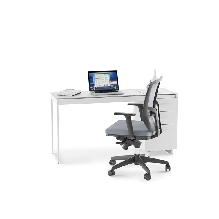 Centro White and Gray Glass 3-Drawer Mobile File Cabinet