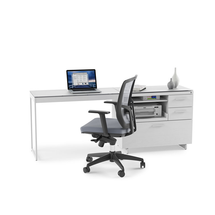 Satin White and Grey 3-Drawer Lockable Mobile Pedestal