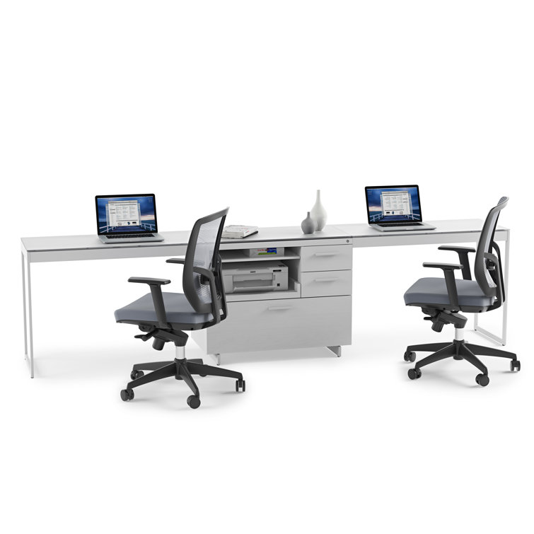 Centro White and Gray Glass 3-Drawer Mobile File Cabinet