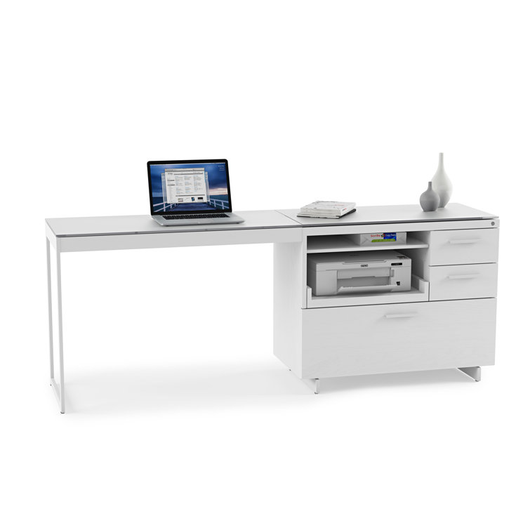 Satin White and Grey 3-Drawer Lockable Mobile Pedestal