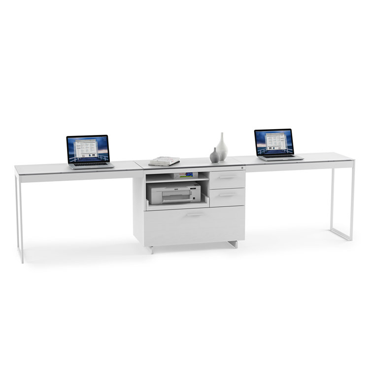 Satin White and Grey 3-Drawer Lockable Mobile Pedestal