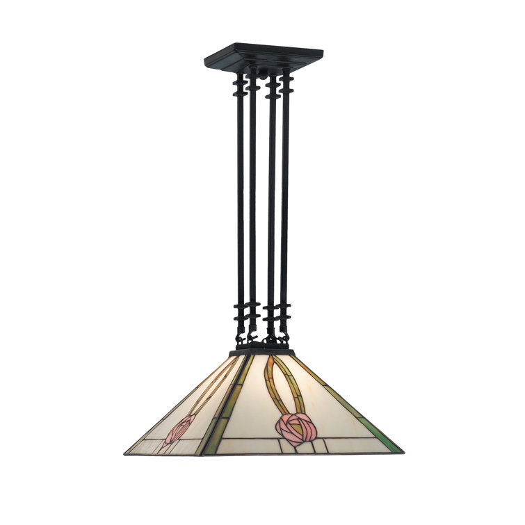 Mackintosh Rose Copper and Glass Single Pendant Light