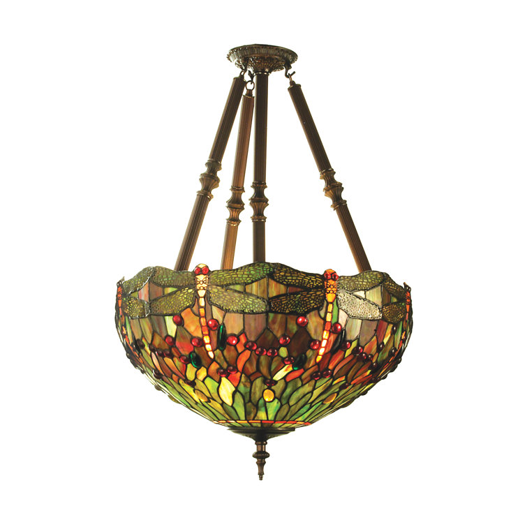 Bronze and Glass 22" Indoor/Outdoor 4-Light Pendant