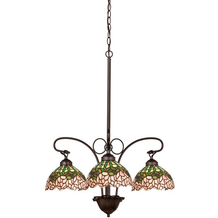Passion Pink Cabbage Rose 24" Crystal Chandelier with Mahogany Bronze Finish