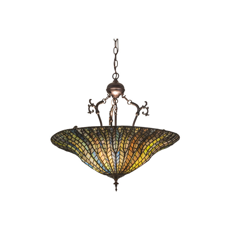 Tiffany Lotus Leaf Multicolor Glass Pendant Light