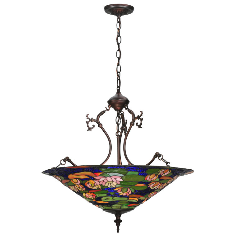 Tiffany Pond Lily 3-Light Inverted Pendant in Mahogany Bronze