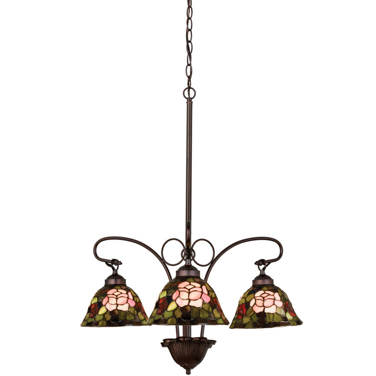 Tiffany Style 24" Mahogany Bronze 3-Light Chandelier