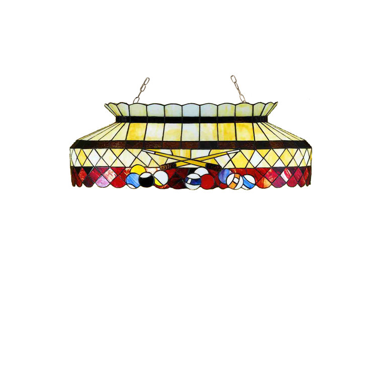 Mahogany Bronze Stained Glass 6-Light Billiard Pendant