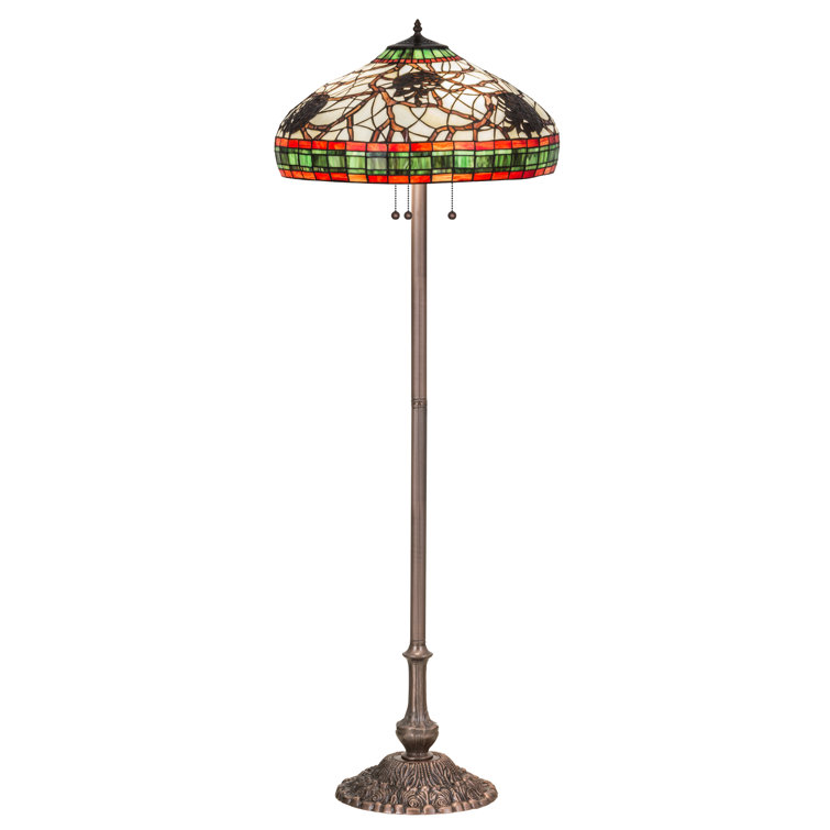Burgundy Pinecone Elegance 63" Tiffany-Style Floor Lamp