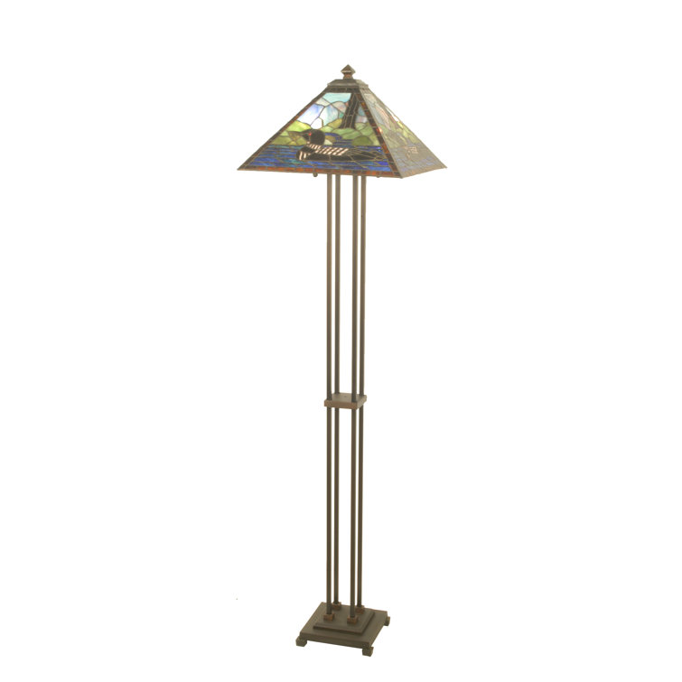 Majestic Loon 63" Stained Glass Floor Lamp in Mahogany Bronze