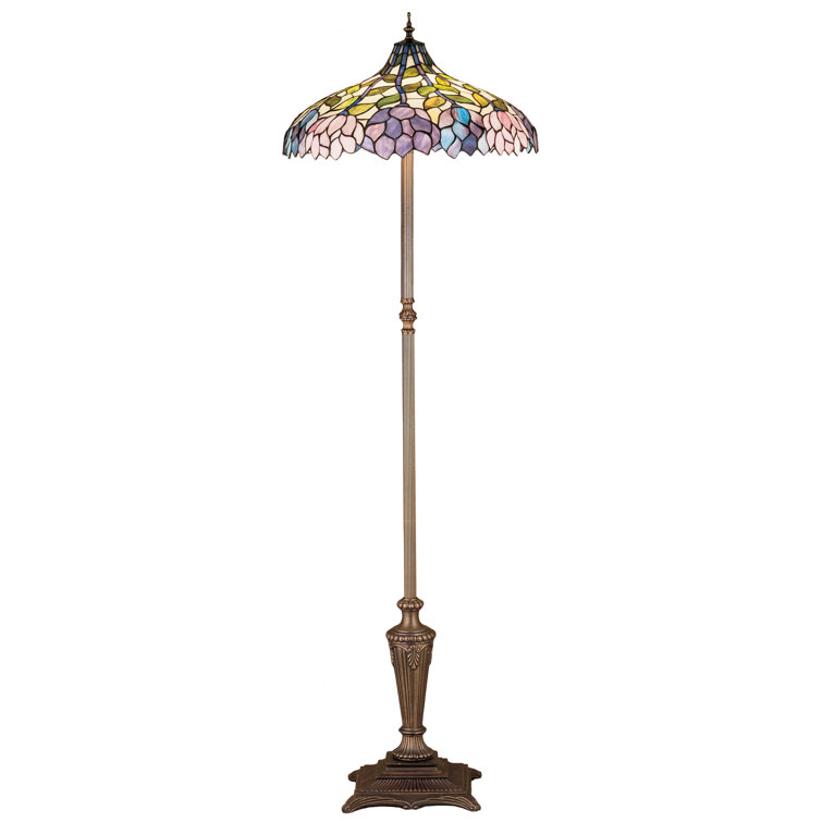 64" Blue Stained Glass Wisteria Floor Lamp