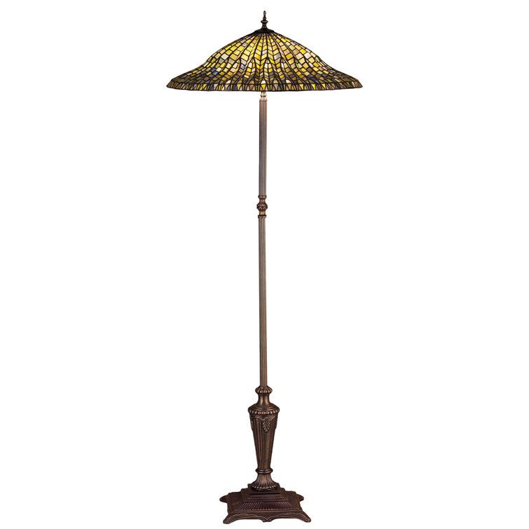 Tiffany Lotus Leaf Multicolor Stained Glass Floor Lamp