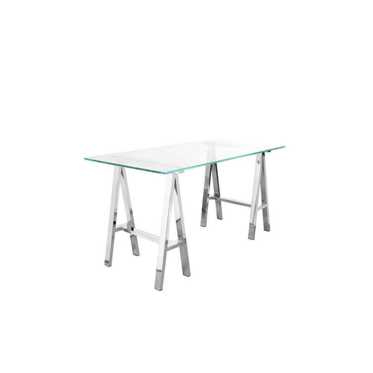 Aurora Clear Tempered Glass 55" Modern Home Office Desk
