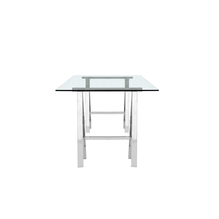 Aurora Clear Tempered Glass 55" Modern Home Office Desk