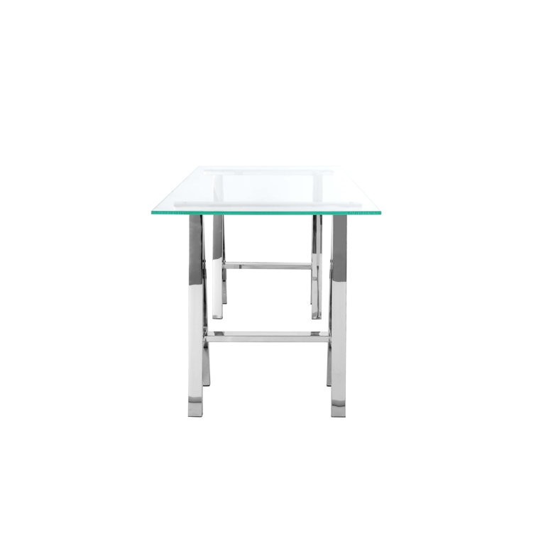 Aurora Clear Tempered Glass 55" Modern Home Office Desk