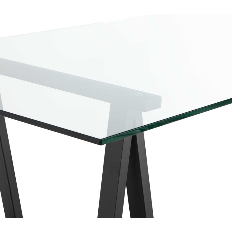 Aero Modern Black Tempered Glass 55" Writing Desk