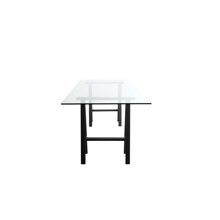 Aero Modern Black Tempered Glass 55" Writing Desk