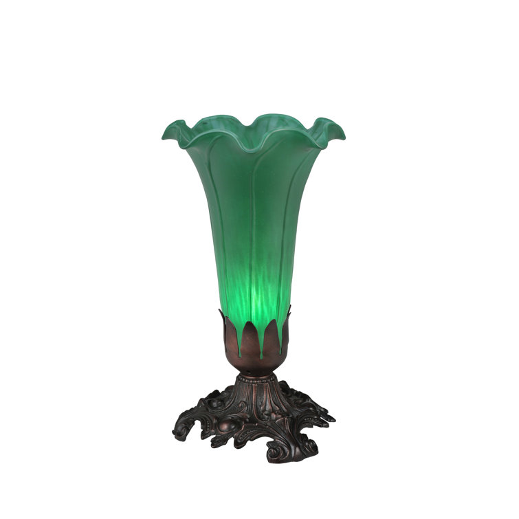 Emerald Green Stained Glass Lily Accent Lamp