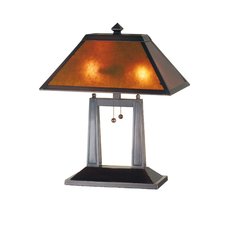 Mahogany Bronze 20" Amber Mica Oblong Table Lamp