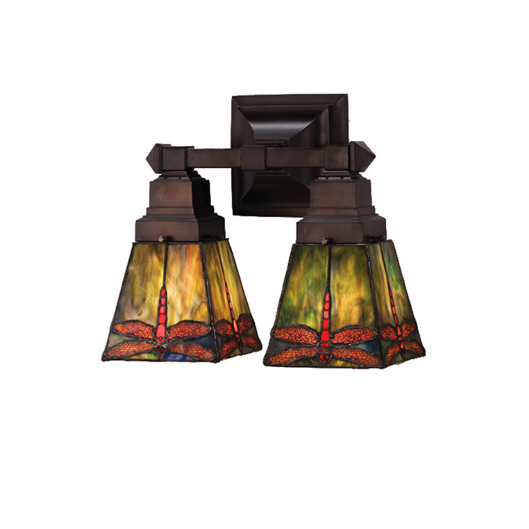 Mahogany Bronze 2-Light Tiffany Style Wall Sconce