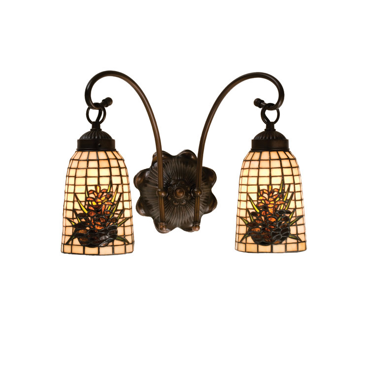 Rustic Bronze & Black Pinecone 2-Light Wall Sconce