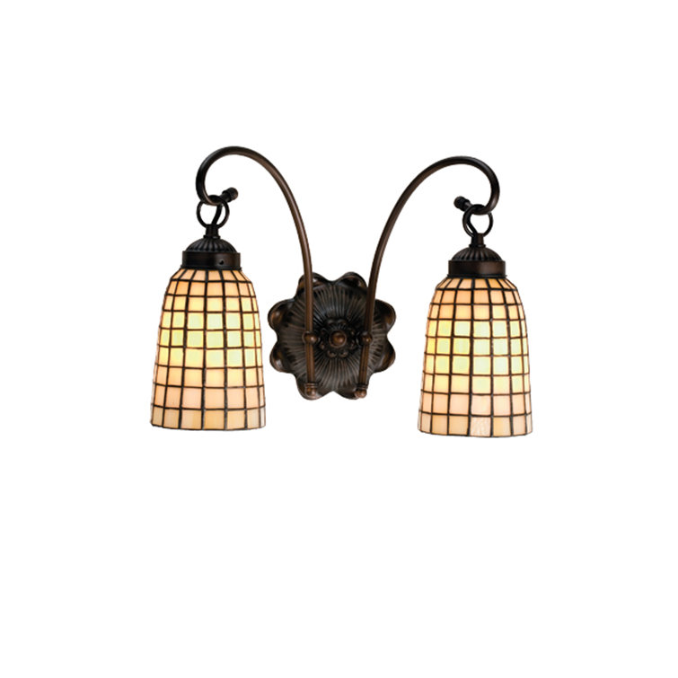 Bronze and Black 2-Light Tiffany Style Sconce