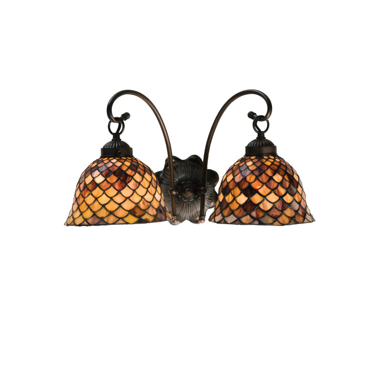 Meyda Dual-Light Fishscale Sconce in Mahogany Bronze