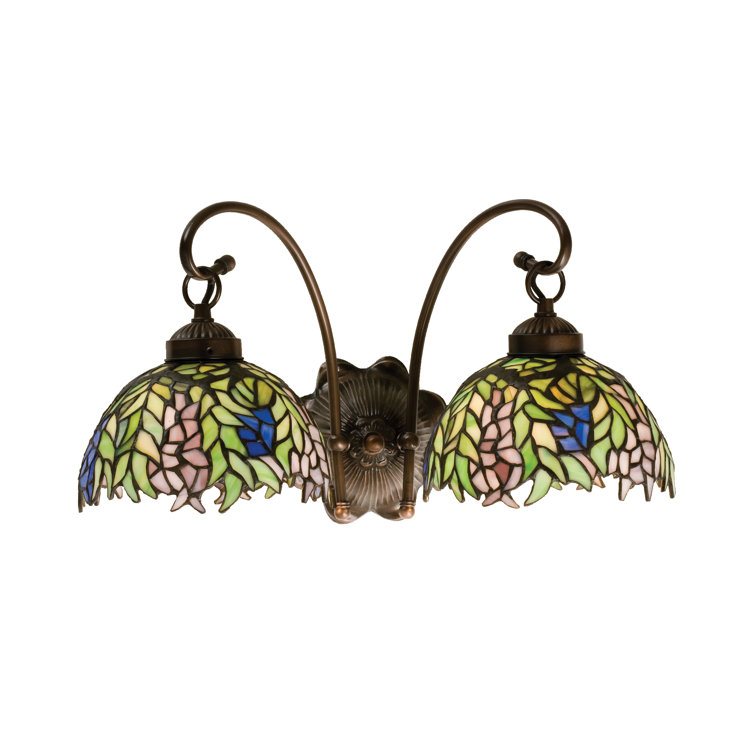 Elegant 18" Chrome Honey Locust Tiffany-Style Wall Sconce