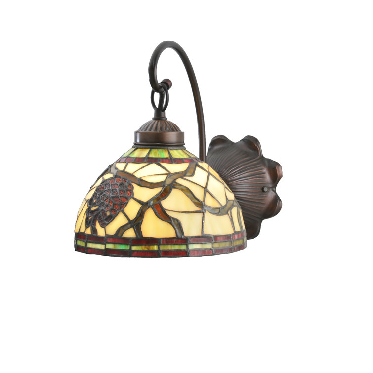 Mahogany Bronze 1-Light Pinecone Art Glass Sconce