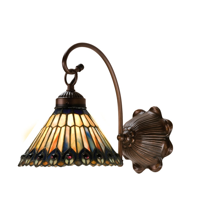 Bronze Dimmable 1-Light Direct Wired Tiffany Sconce