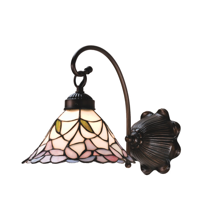 Daffodil Bell Bronze 13.5" Dimmable Wall Sconce with Stained Glass