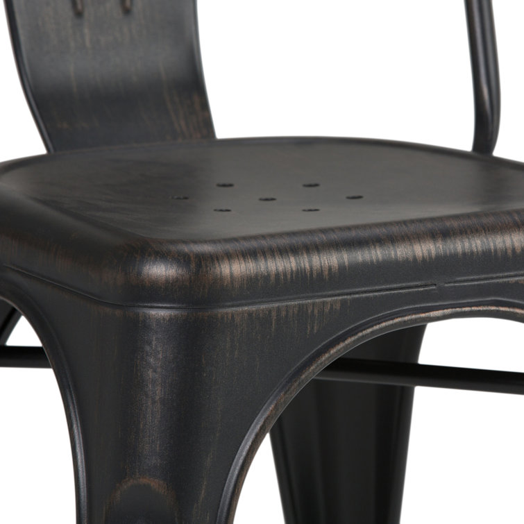 Distressed Black and Copper Metal Stacking Side Chair Set