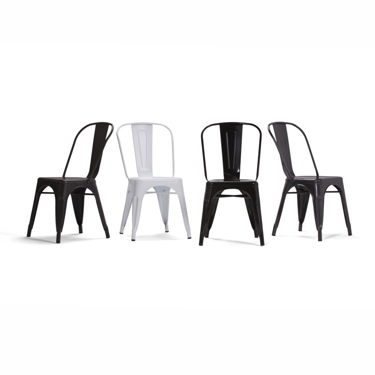 Distressed Black and Copper Metal Stacking Side Chair Set