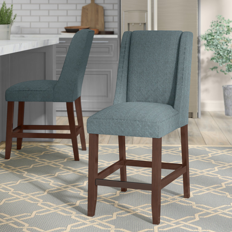 Brody Blue Upholstered Wood Frame Counter Stool