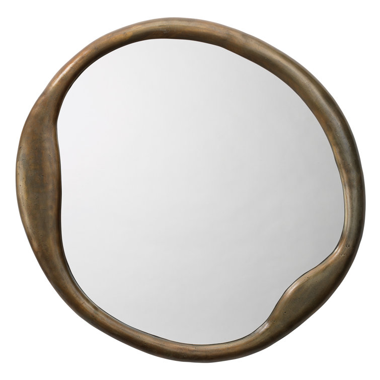 Bronze Wood Organic Charm 36" Round Wall Mirror